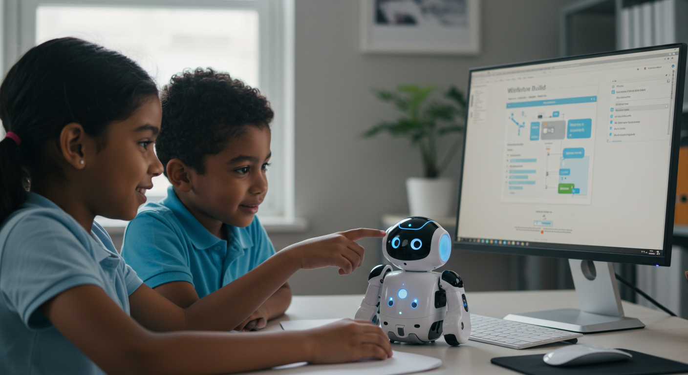 Children working with AI